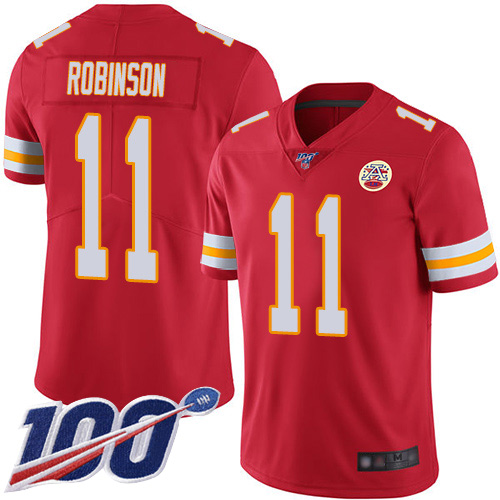 Youth Kansas City Chiefs #11 Robinson Demarcus Red Team Color Vapor Untouchable Limited Player 100th Season Football Nike NFL Jersey